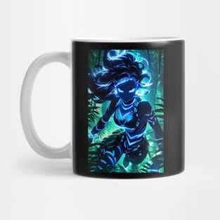 Bioluminescent girl in jungle Mug